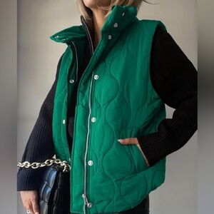 Green Quilted Puffer Vest
